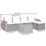 vidaXL Set mobilier grădină cu perne, 6 piese, gri, poliratan