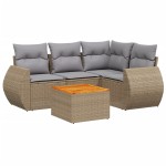 vidaXL Set canapele de grădină cu perne, 5 piese, bej, poliratan