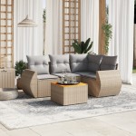 vidaXL Set canapele de grădină cu perne, 5 piese, bej, poliratan