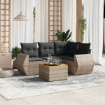vidaXL Set canapea de grădină cu perne, 5 piese, gri, poliratan vidaXL Set canapea de grădină cu perne, 5 piese, gri, poliratan