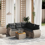 vidaXL Set mobilier grădină cu perne, 6 piese, gri, poliratan