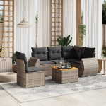 vidaXL Set mobilier grădină cu perne, 6 piese, gri, poliratan vidaXL Set mobilier grădină cu perne, 6 piese, gri, poliratan