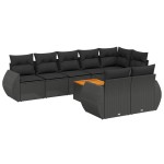 vidaXL Set mobilier de grădină cu perne, 9 piese, negru, poliratan vidaXL Set mobilier de grădină cu perne, 9 piese, negru, poliratan