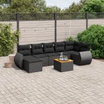 vidaXL Set mobilier de grădină cu perne, 8 piese, negru, poliratan vidaXL Set mobilier de grădină cu perne, 8 piese, negru, poliratan