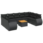 vidaXL Set canapele de grădină cu perne, 10 piese, negru, poliratan