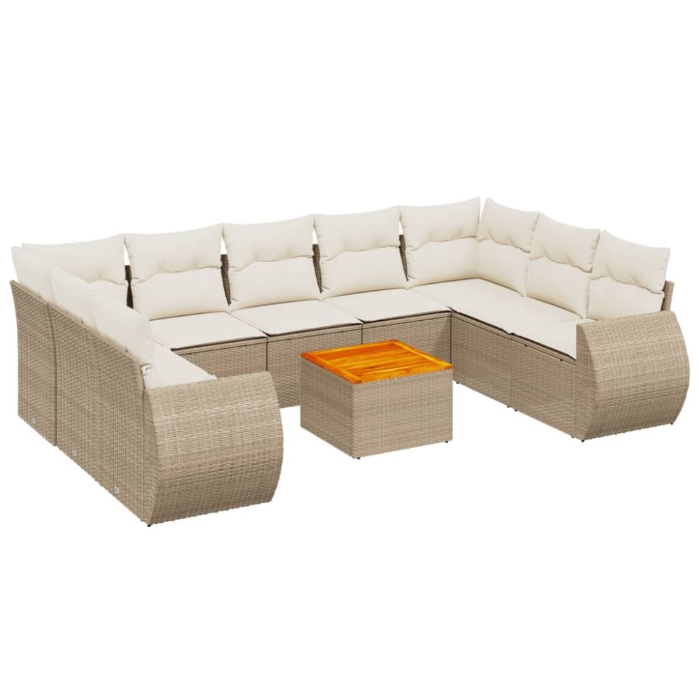 vidaXL Set canapele de grădină cu perne, 10 piese, bej, poliratan