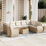 vidaXL Set canapele de grădină cu perne, 10 piese, bej, poliratan vidaXL Set canapele de grădină cu perne, 10 piese, bej, poliratan