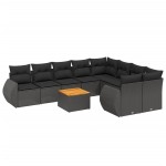 vidaXL Set canapele de grădină cu perne, 10 piese, negru, poliratan