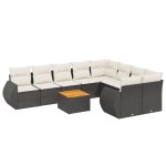 vidaXL Set canapele de grădină cu perne, 10 piese, negru, poliratan
