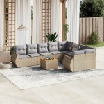 vidaXL Set canapele de grădină cu perne, 10 piese, bej, poliratan