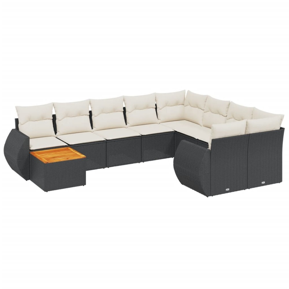 vidaXL Set canapele de grădină cu perne, 10 piese, negru, poliratan