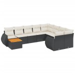 vidaXL Set canapele de grădină cu perne, 10 piese, negru, poliratan