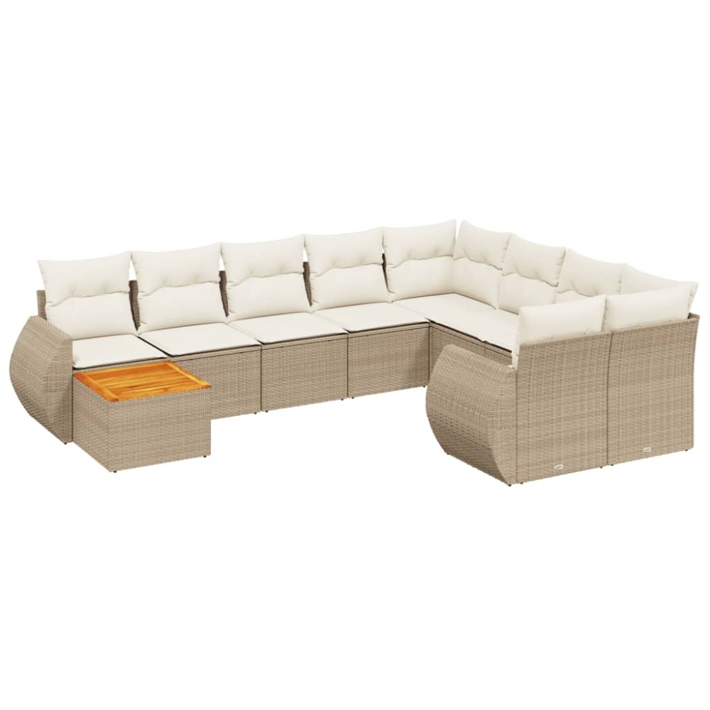 vidaXL Set canapele de grădină cu perne, 10 piese, bej, poliratan