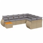 vidaXL Set canapele de grădină cu perne, 10 piese, bej, poliratan