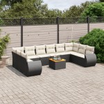 vidaXL Set canapele de grădină cu perne, 11 piese, negru, poliratan vidaXL Set canapele de grădină cu perne, 11 piese, negru, poliratan