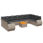 vidaXL Set canapele de grădină cu perne, 11 piese, gri, poliratan vidaXL Set canapele de grădină cu perne, 11 piese, gri, poliratan