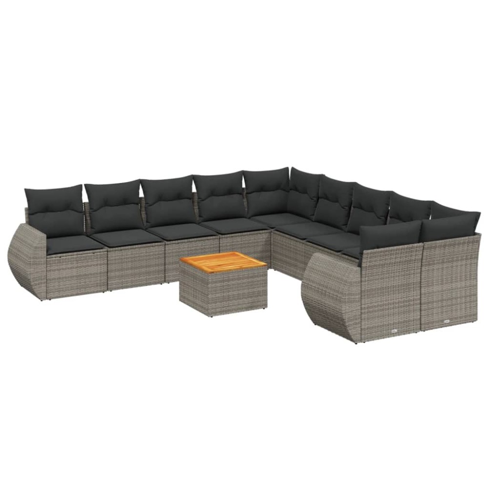 vidaXL Set canapele de grădină cu perne, 11 piese, gri, poliratan