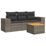 vidaXL Set canapea de grădină cu perne, 4 piese, gri, poliratan