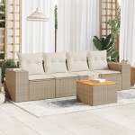 vidaXL Set canapele de grădină cu perne, 5 piese, bej, poliratan vidaXL Set canapele de grădină cu perne, 5 piese, bej, poliratan