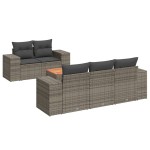vidaXL Set mobilier grădină cu perne, 6 piese, gri, poliratan