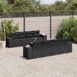 vidaXL Set mobilier de grădină cu perne, 9 piese, negru, poliratan vidaXL Set mobilier de grădină cu perne, 9 piese, negru, poliratan