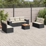 vidaXL Set mobilier de grădină cu perne, 8 piese, negru, poliratan vidaXL Set mobilier de grădină cu perne, 8 piese, negru, poliratan