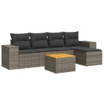 vidaXL Set mobilier grădină cu perne, 6 piese, gri, poliratan vidaXL Set mobilier grădină cu perne, 6 piese, gri, poliratan