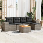vidaXL Set mobilier grădină cu perne, 6 piese, gri, poliratan vidaXL Set mobilier grădină cu perne, 6 piese, gri, poliratan