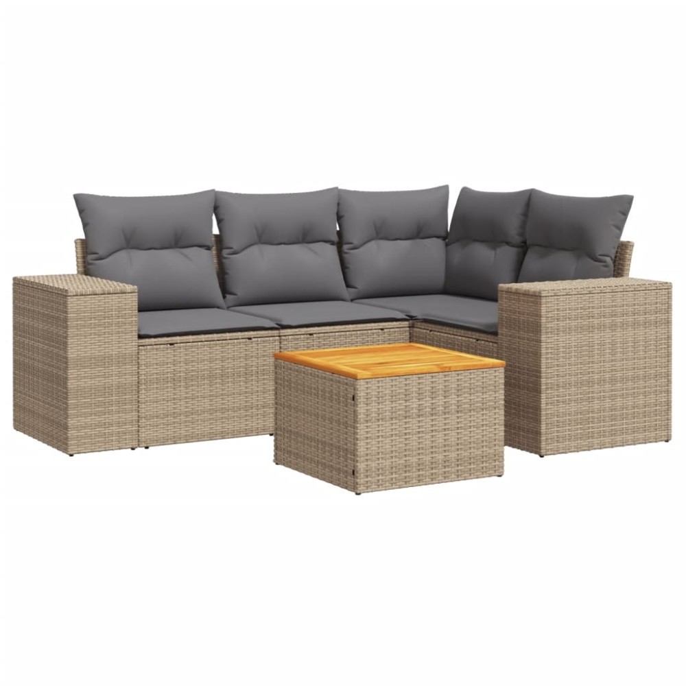 vidaXL Set canapele de grădină cu perne, 5 piese, bej, poliratan