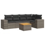 vidaXL Set mobilier grădină cu perne, 6 piese, gri, poliratan