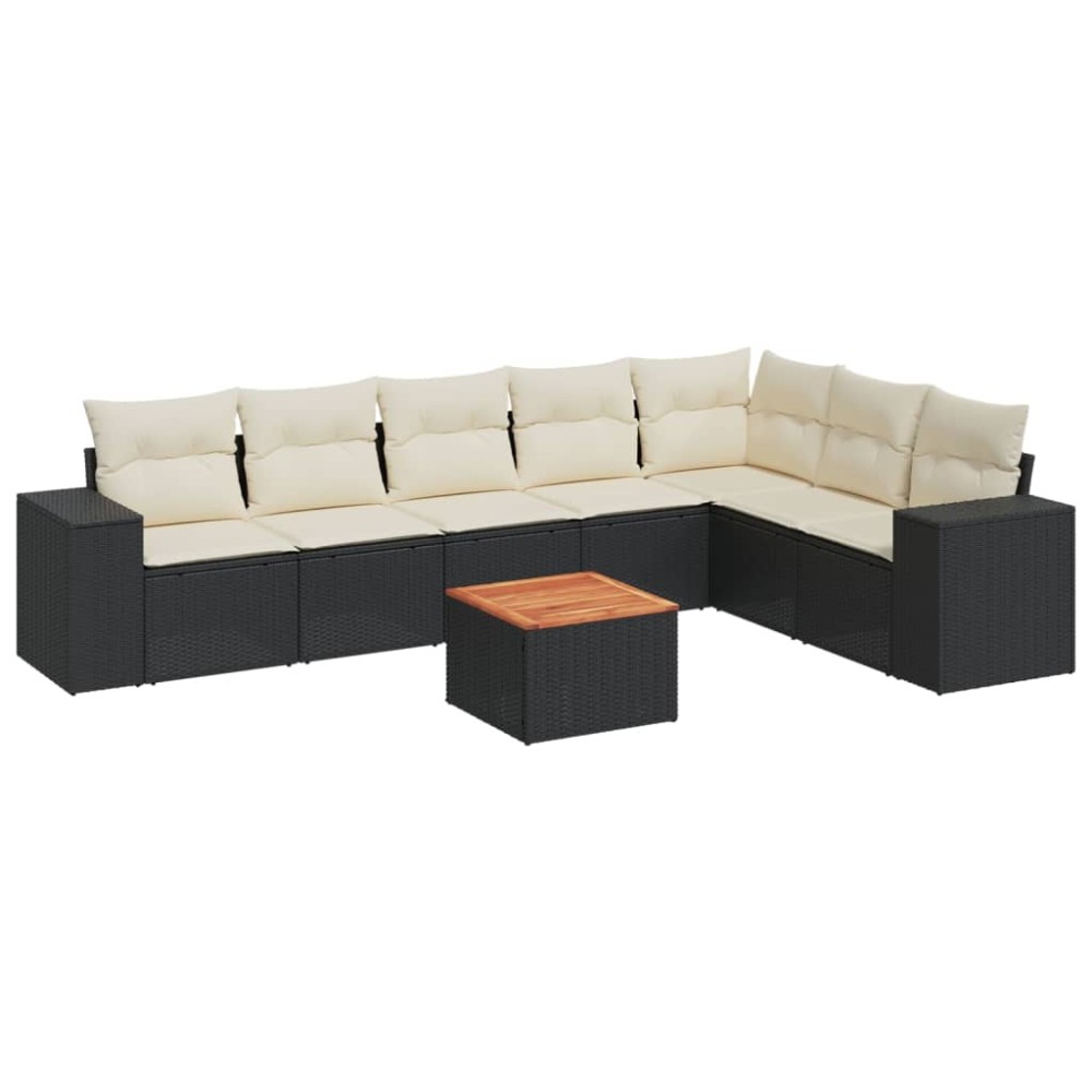 vidaXL Set mobilier de grădină cu perne, 8 piese, negru, poliratan