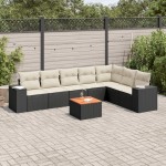 vidaXL Set mobilier de grădină cu perne, 8 piese, negru, poliratan vidaXL Set mobilier de grădină cu perne, 8 piese, negru, poliratan