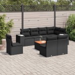 vidaXL Set mobilier de grădină cu perne, 9 piese, negru, poliratan vidaXL Set mobilier de grădină cu perne, 9 piese, negru, poliratan