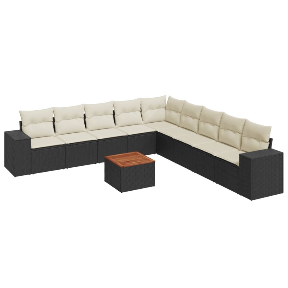 vidaXL Set canapele de grădină cu perne, 10 piese, negru, poliratan