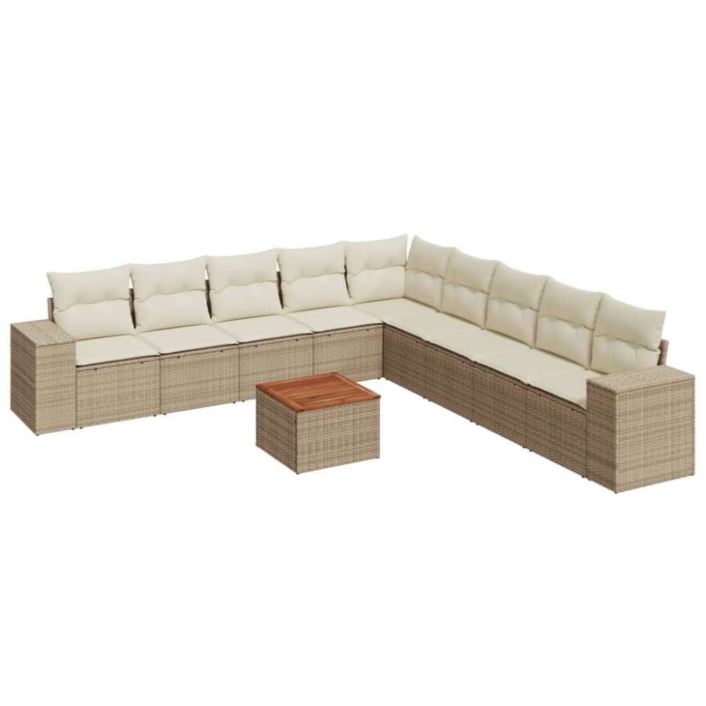 vidaXL Set canapele de grădină cu perne, 10 piese, bej, poliratan