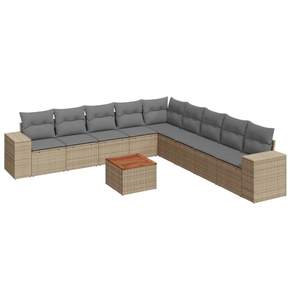 vidaXL Set canapele de grădină cu perne, 10 piese, bej, poliratan