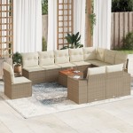 vidaXL Set canapele de grădină cu perne, 11 piese, bej, poliratan vidaXL Set canapele de grădină cu perne, 11 piese, bej, poliratan