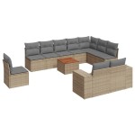 vidaXL Set canapele de grădină cu perne, 11 piese, bej, poliratan