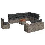 vidaXL Set canapele de grădină cu perne, 11 piese, gri, poliratan
