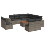 vidaXL Set canapea de grădină cu perne, 12 piese, gri, poliratan vidaXL Set canapea de grădină cu perne, 12 piese, gri, poliratan