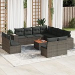 vidaXL Set canapea de grădină cu perne, 12 piese, gri, poliratan vidaXL Set canapea de grădină cu perne, 12 piese, gri, poliratan