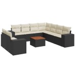 vidaXL Set canapele de grădină cu perne, 10 piese, negru, poliratan vidaXL Set canapele de grădină cu perne, 10 piese, negru, poliratan
