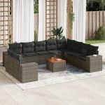 vidaXL Set canapele de grădină cu perne, 11 piese, gri, poliratan vidaXL Set canapele de grădină cu perne, 11 piese, gri, poliratan