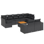 vidaXL Set canapele de grădină cu perne, 10 piese, negru, poliratan