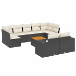 vidaXL Set canapele de grădină cu perne, 10 piese, negru, poliratan vidaXL Set canapele de grădină cu perne, 10 piese, negru, poliratan