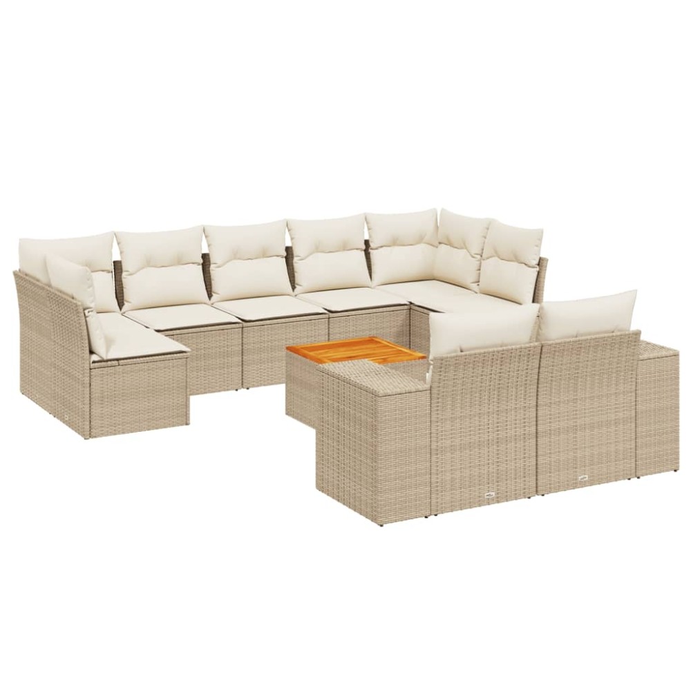 vidaXL Set canapele de grădină cu perne, 10 piese, bej, poliratan