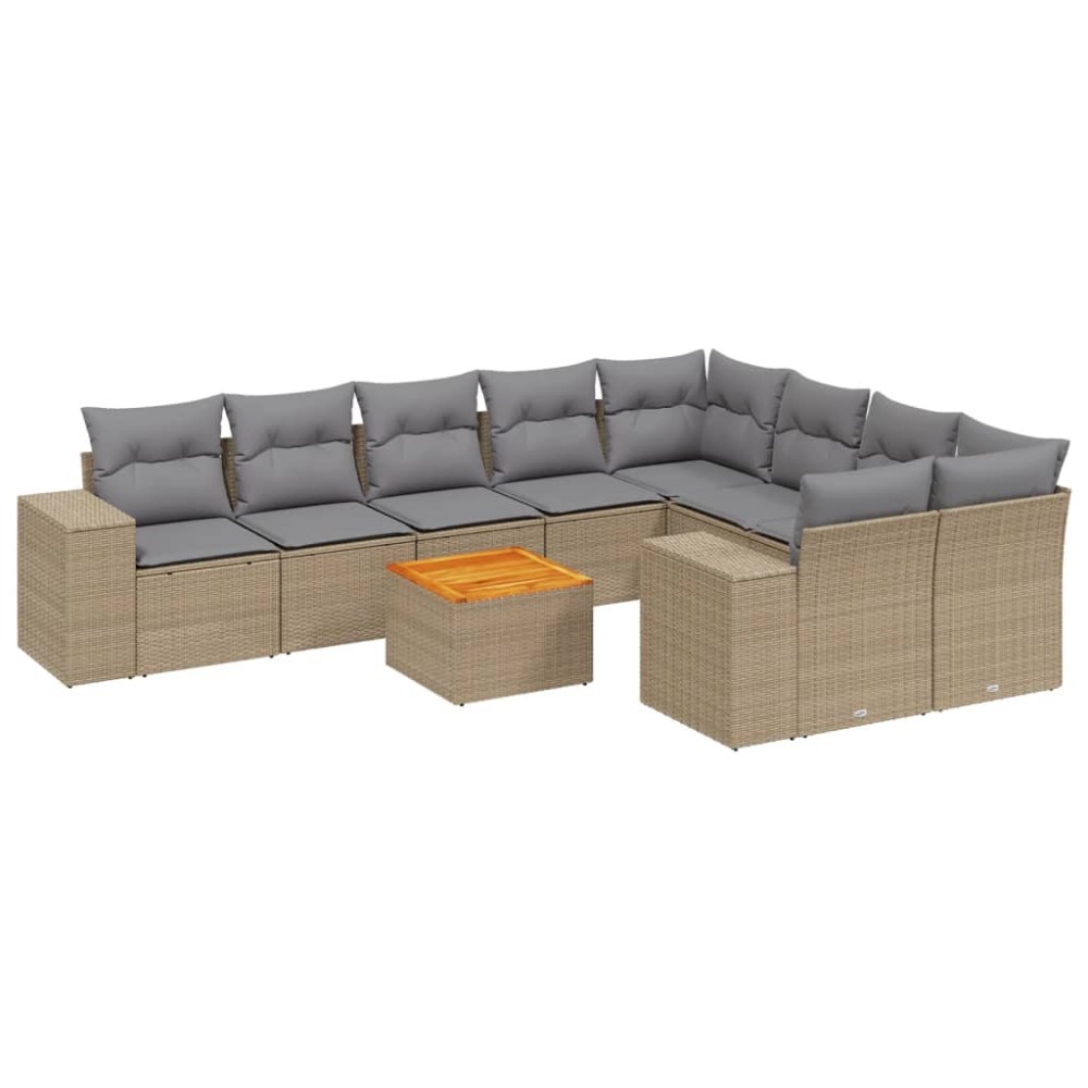vidaXL Set canapele de grădină cu perne, 10 piese, bej, poliratan