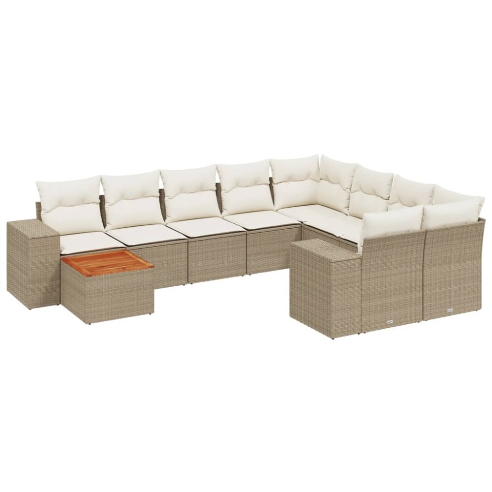 vidaXL Set canapele de grădină cu perne, 10 piese, bej, poliratan