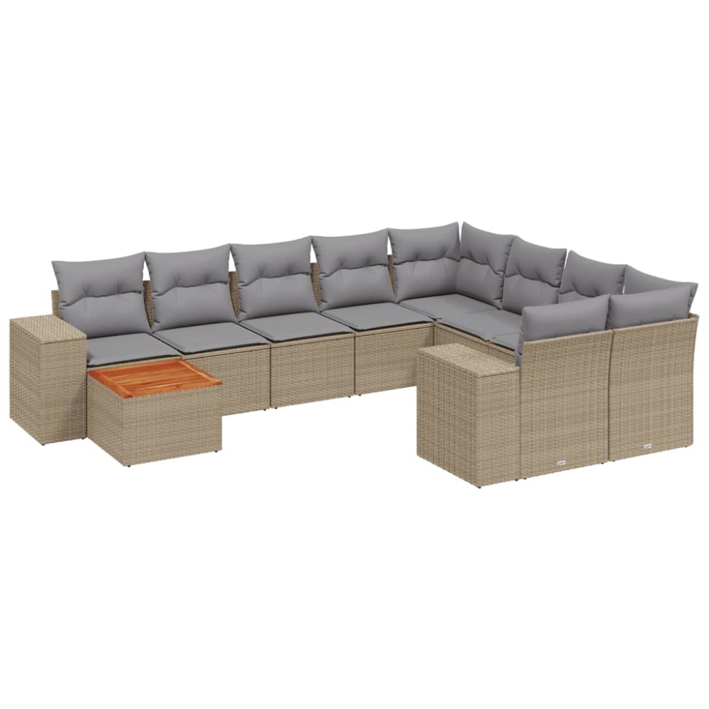 vidaXL Set canapele de grădină cu perne, 10 piese, bej, poliratan