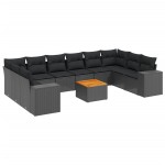 vidaXL Set canapele de grădină cu perne, 11 piese, negru, poliratan